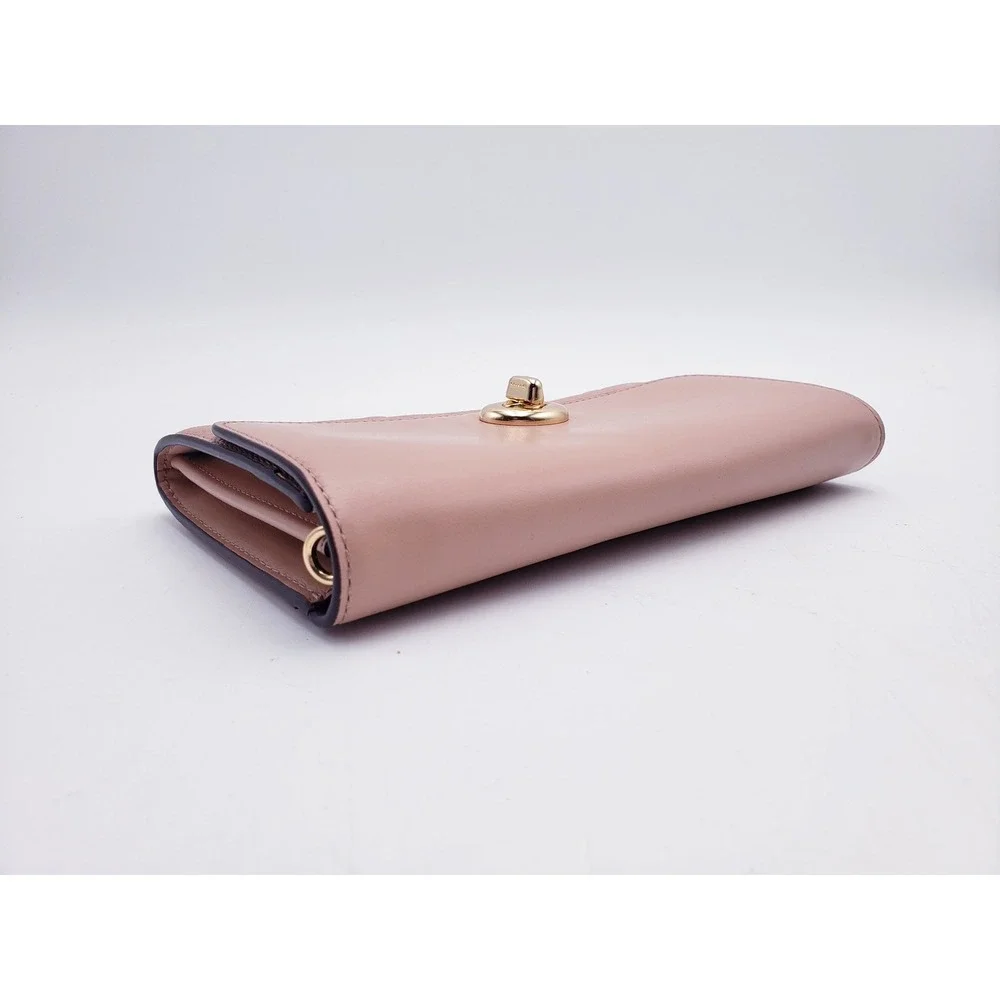 Coach Crossbody Bag Pink Signature Embossed Leather Turnlock Chain Clutch‎